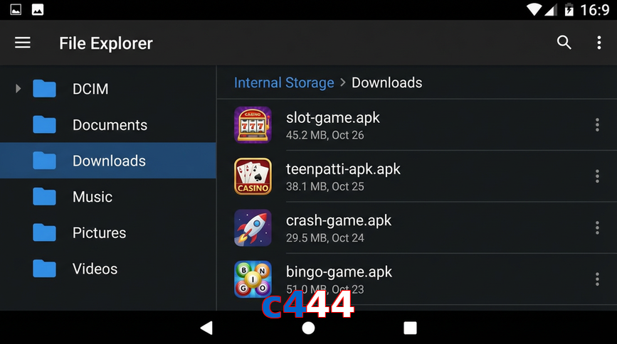 Main screen of C444 gameapk page for PK players